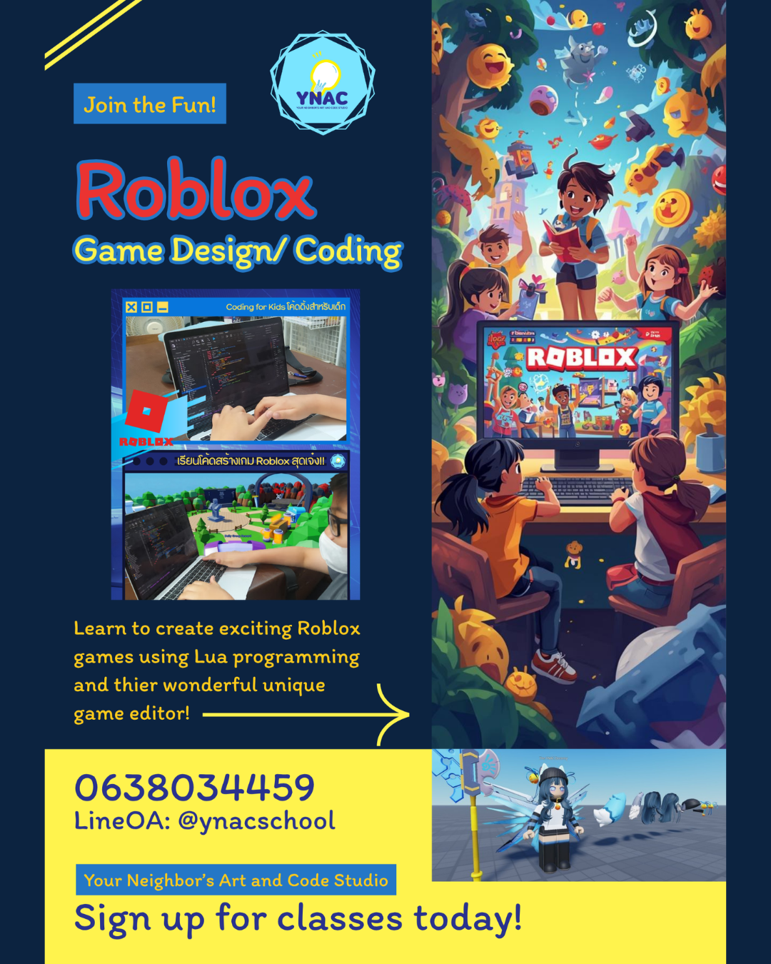 YNAC Coding for Teens – Roblox World สอนเกมโรบ็อก