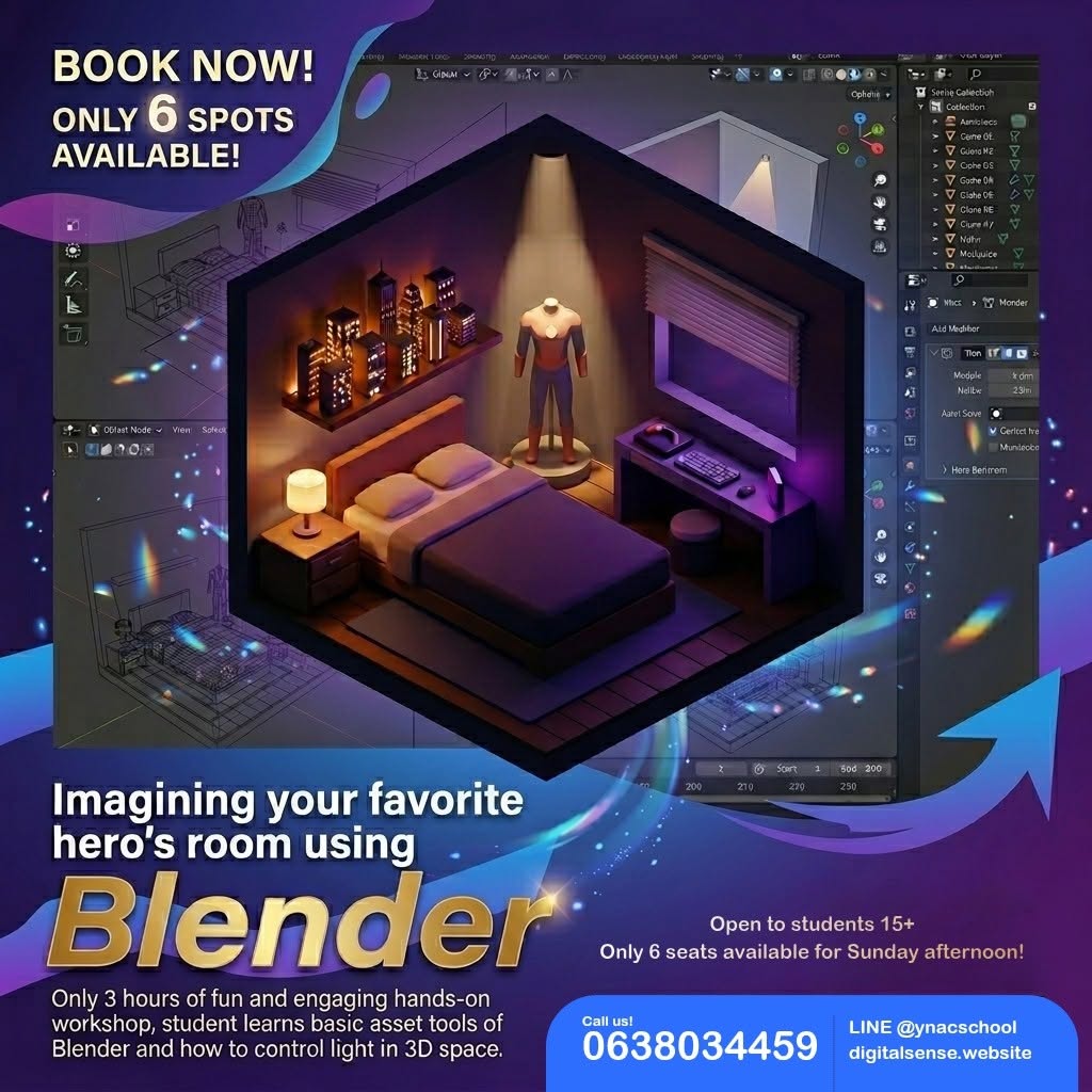 Blender Workshop สอนปั้น 3D แบบกระชับ 3 ชม.เสร็จ กรุงเทพ บางแค ฝั่งธน